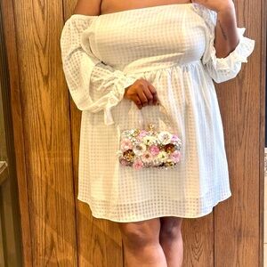 White Gingham Midi Dress